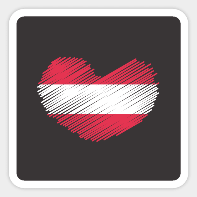 Austria Heart Design Flag Sticker by Sanu Designs